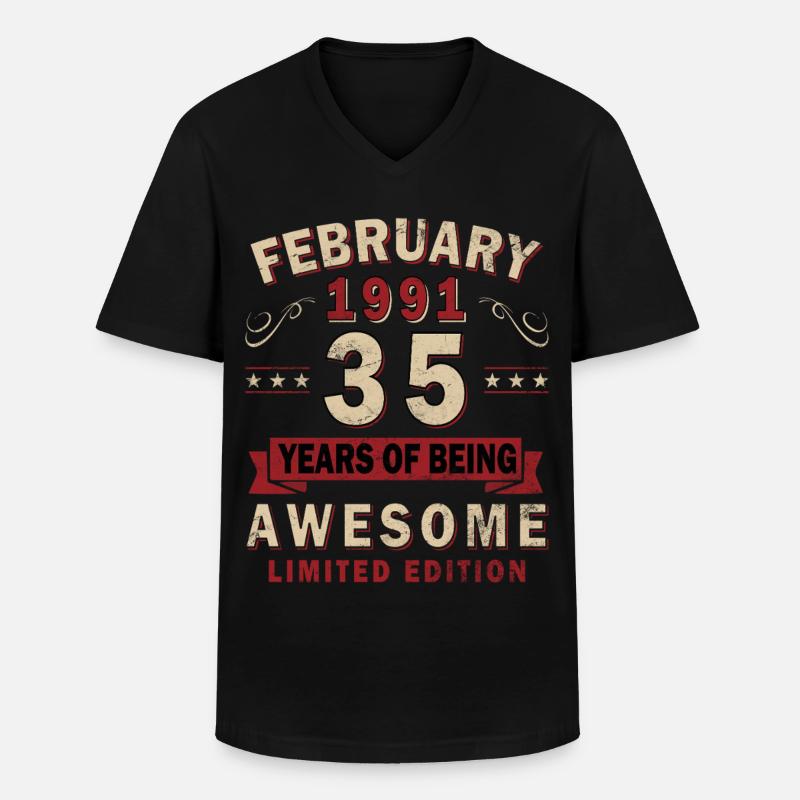 Februar 1991 - Geschenk Februar 1991 - Männer-T-Shirt mit V-Ausschnitt - Schwarz