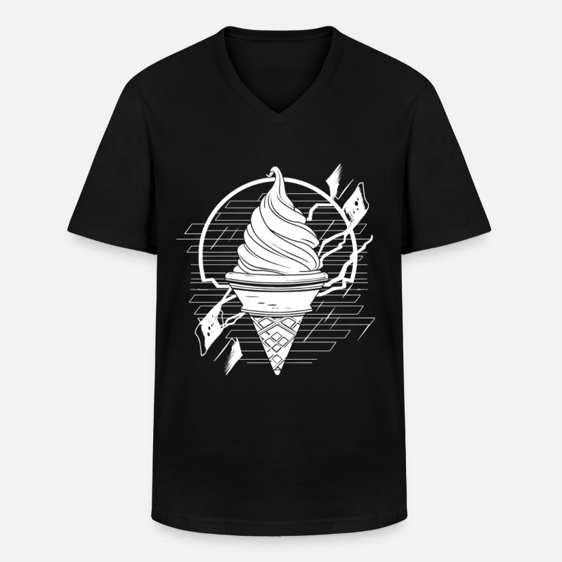 Softeis Zeichnung - Männer-T-Shirt mit V-Ausschnitt - Schwarz
