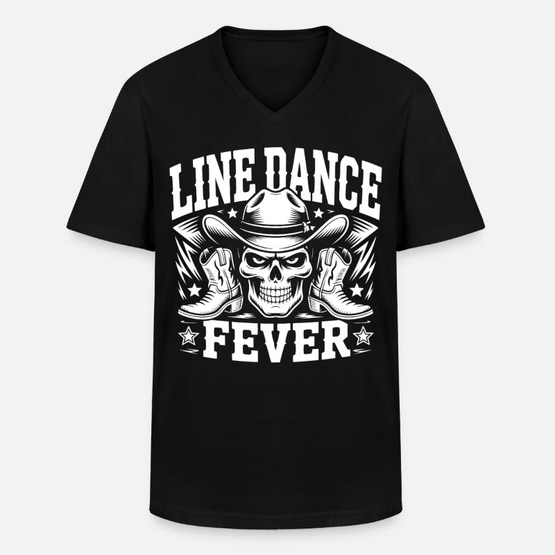 Line Dance Skull Boots - Männer-T-Shirt mit V-Ausschnitt - Schwarz