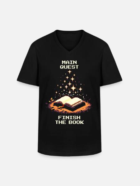 Hauptquest: Buch beenden | Lesemotivation - Männer-T-Shirt mit V-Ausschnitt - Schwarz