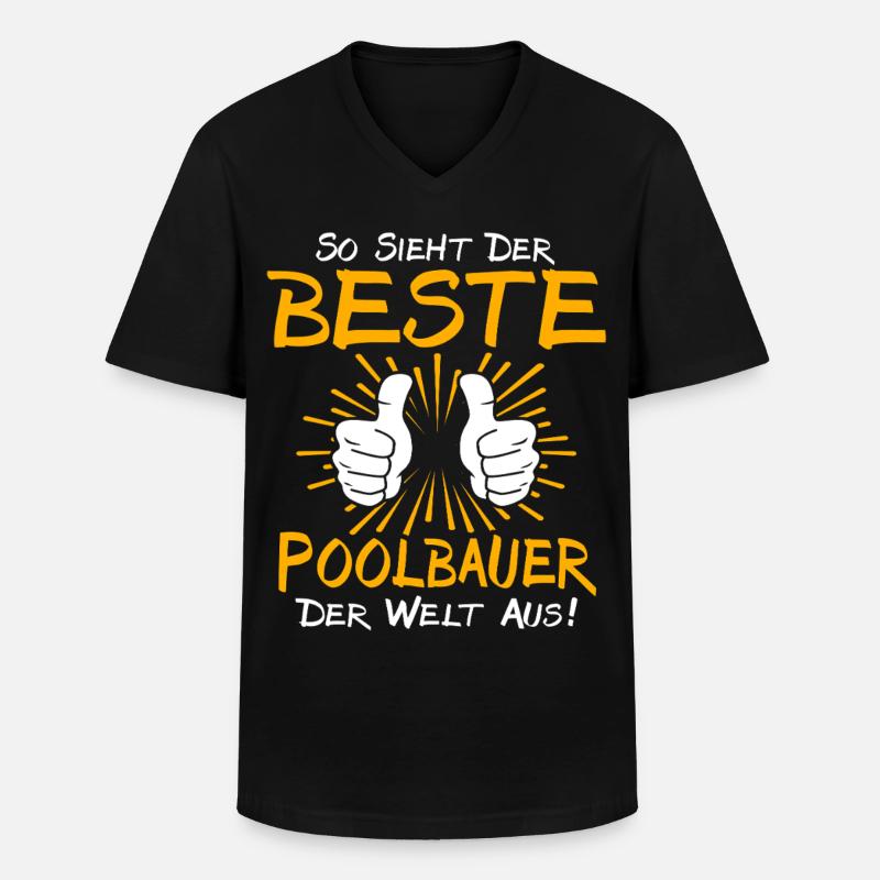 Poolbauer Geschenkidee - Männer-T-Shirt mit V-Ausschnitt - Schwarz