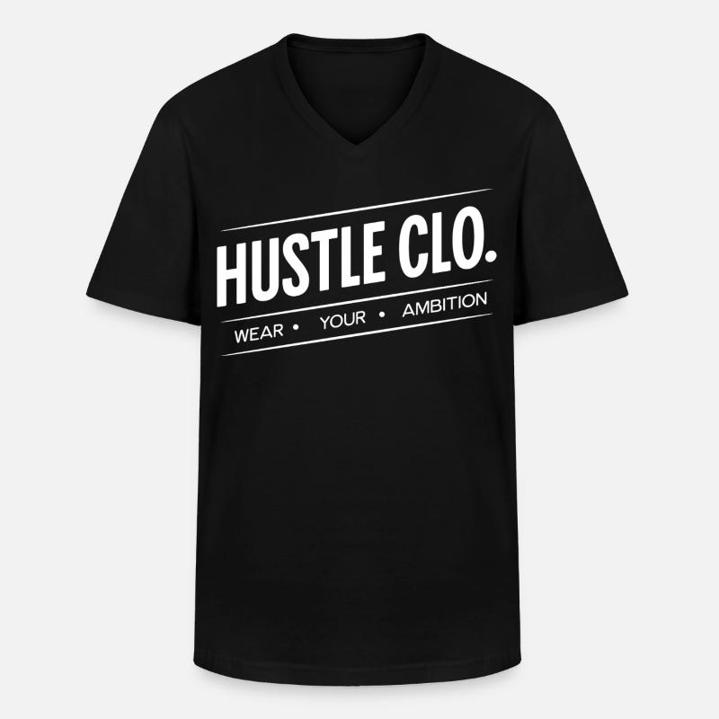 Hustle Clo Ambition Logo - Männer-T-Shirt mit V-Ausschnitt - Schwarz