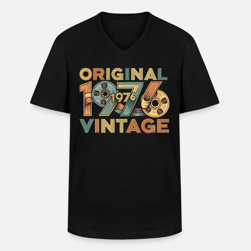 Original 1976 Retro - Männer-T-Shirt mit V-Ausschnitt - Schwarz