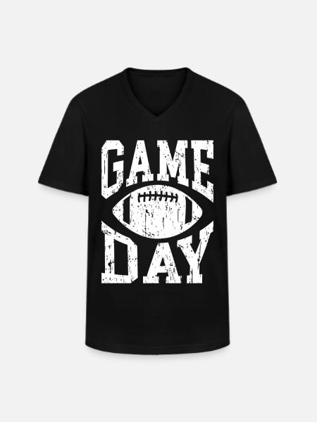 Game Day Football - Men's V-Neck T-Shirt - black