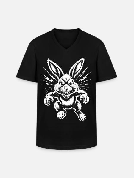 Aggressive Rabbit - Men's V-Neck T-Shirt - black
