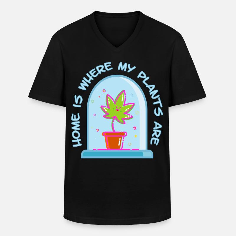 Home is where my plants are - Männer-T-Shirt mit V-Ausschnitt - Schwarz