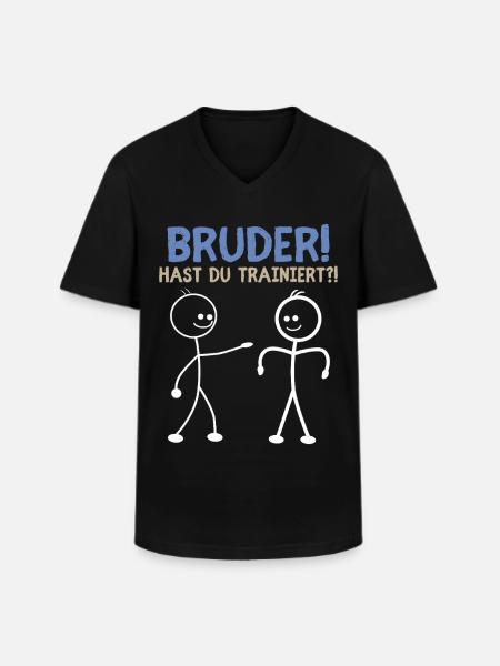 Strichmännchen HAST DU TRAINIERT LUSTIG - Männer-T-Shirt mit V-Ausschnitt - Schwarz
