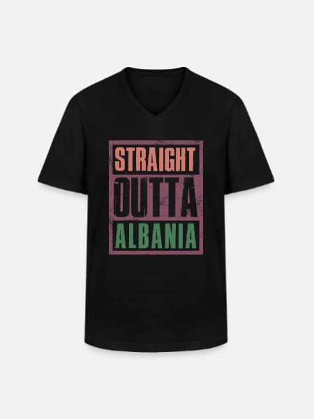 Straight outta Albania - Men's V-Neck T-Shirt - black