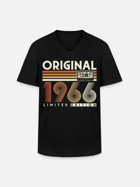 Vintage 1966 Vintage 60-års fødselsdag Retro - Klassisk herre T-shirt med V-udskæring - sort