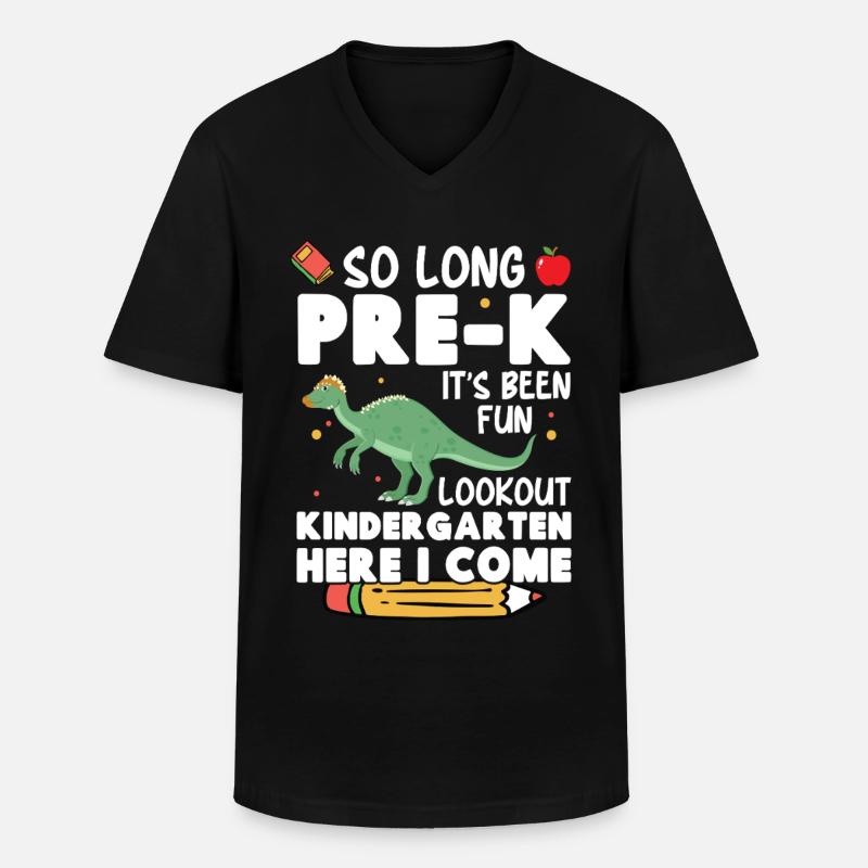Dinosaurier-Kindergartenkostüm mit - Männer-T-Shirt mit V-Ausschnitt - Schwarz