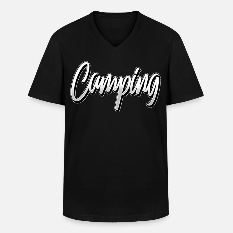 Camping - Männer-T-Shirt mit V-Ausschnitt - Schwarz