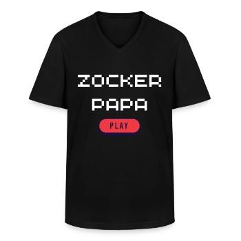 Zocker Papa - Männer-T-Shirt mit V-Ausschnitt - Schwarz - Vorne - AI Model Male 178 dark (178cm)