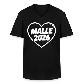 MALLE 2026 Fête en plein cœur - T-shirt col V Homme - noir - Devant - AI Model Male 178 dark (178cm)