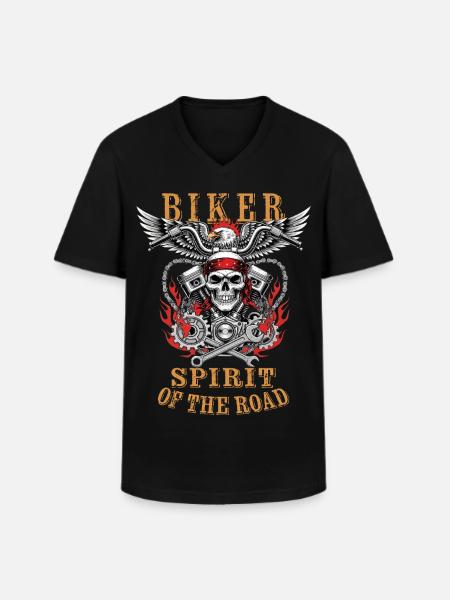 Biker - Spirit of the Road - Men's V-Neck T-Shirt - black