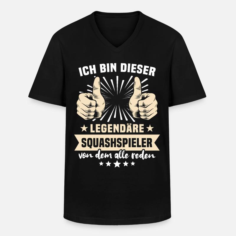 Squashspieler Sprüche - Männer-T-Shirt mit V-Ausschnitt - Schwarz