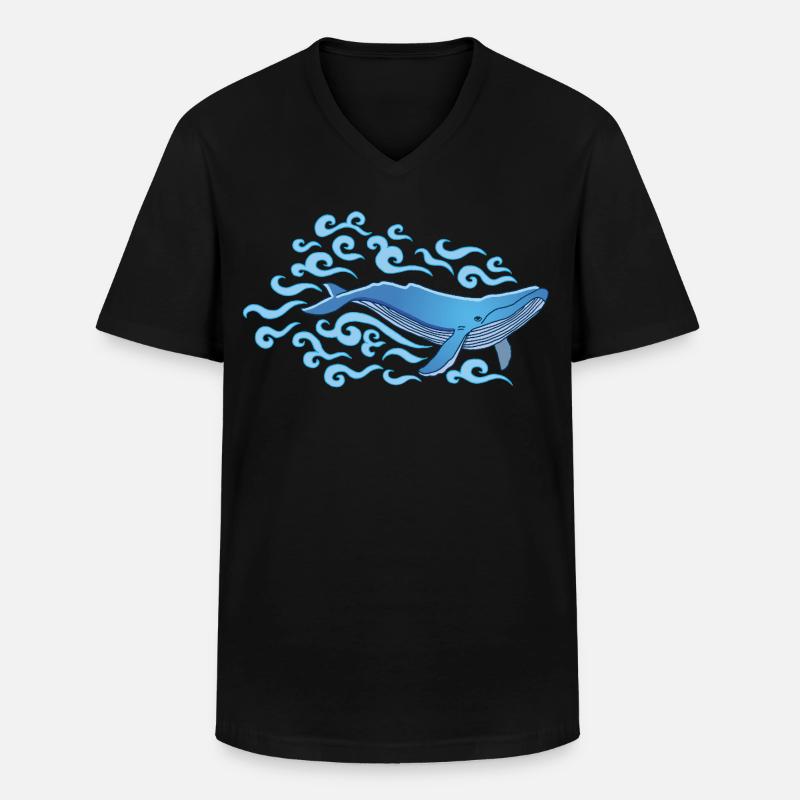 Blåvalen - T-shirt med V-ringning herr - svart