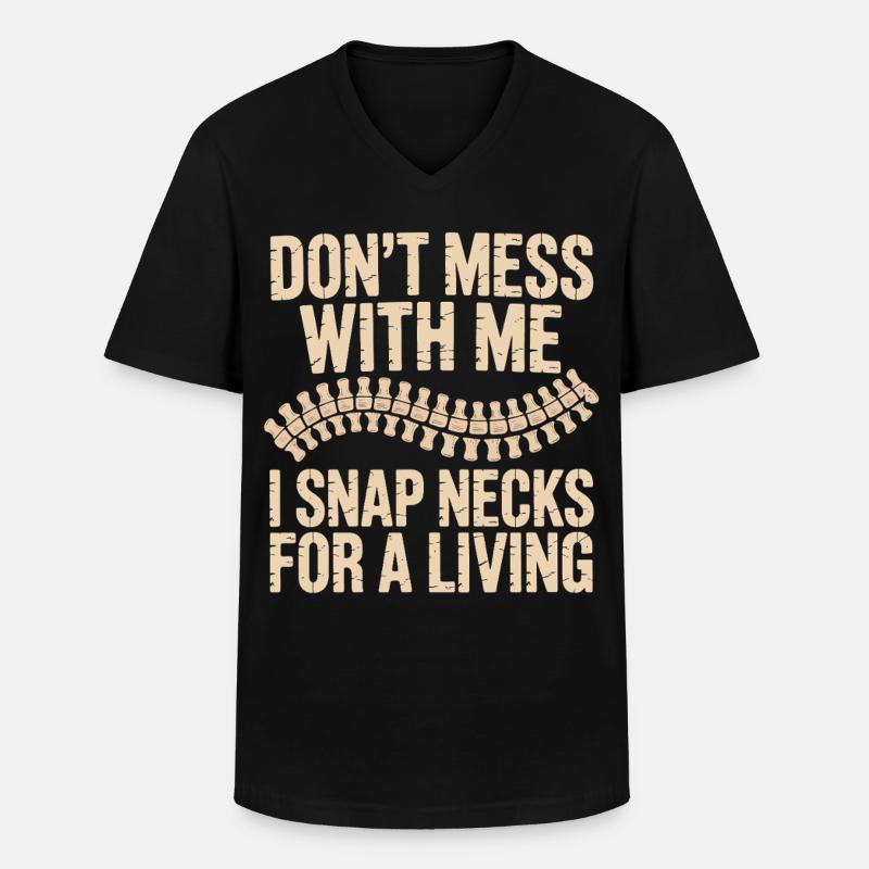 Dont Mess With Me Zip Neck - Männer-T-Shirt mit V-Ausschnitt - Schwarz