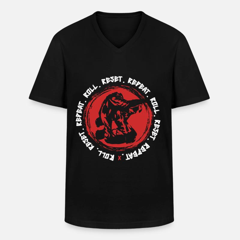 Judo Kampfsport Roll Reset Repeat - Männer-T-Shirt mit V-Ausschnitt - Schwarz