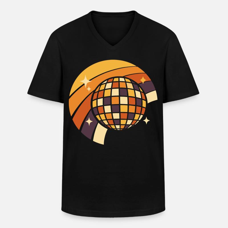 Discokugel Retro Party 80er Geschenk - Männer-T-Shirt mit V-Ausschnitt - Schwarz