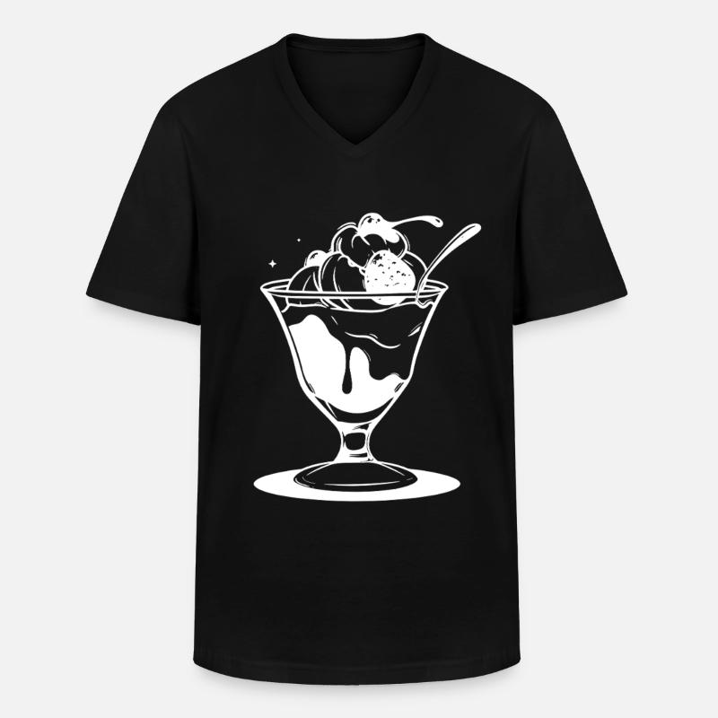 Eiscreme Eisbecher - Männer-T-Shirt mit V-Ausschnitt - Schwarz