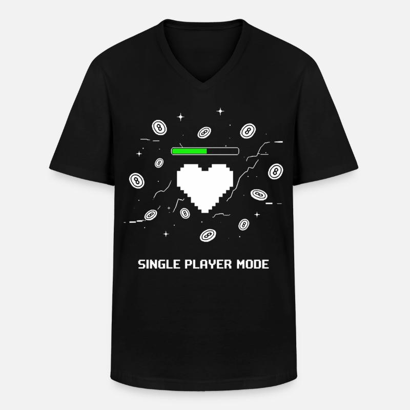 Single Player Mode Gamer Herz - Männer-T-Shirt mit V-Ausschnitt - Schwarz