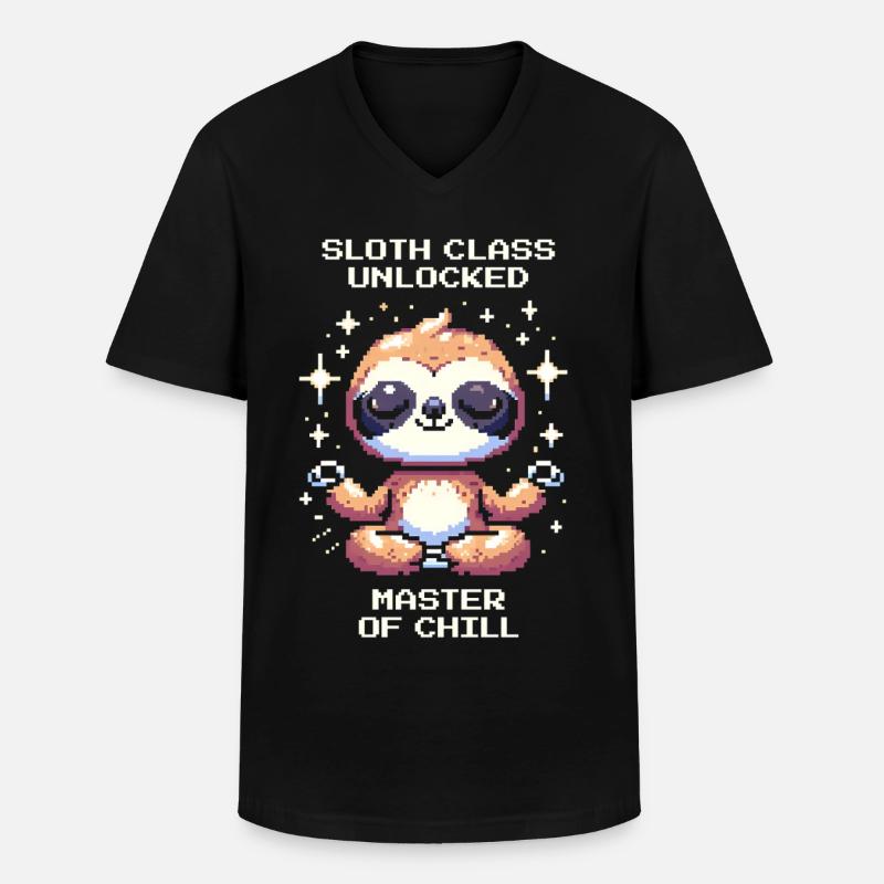 Faultier-Klasse freigeschaltet | Chill - Männer-T-Shirt mit V-Ausschnitt - Schwarz