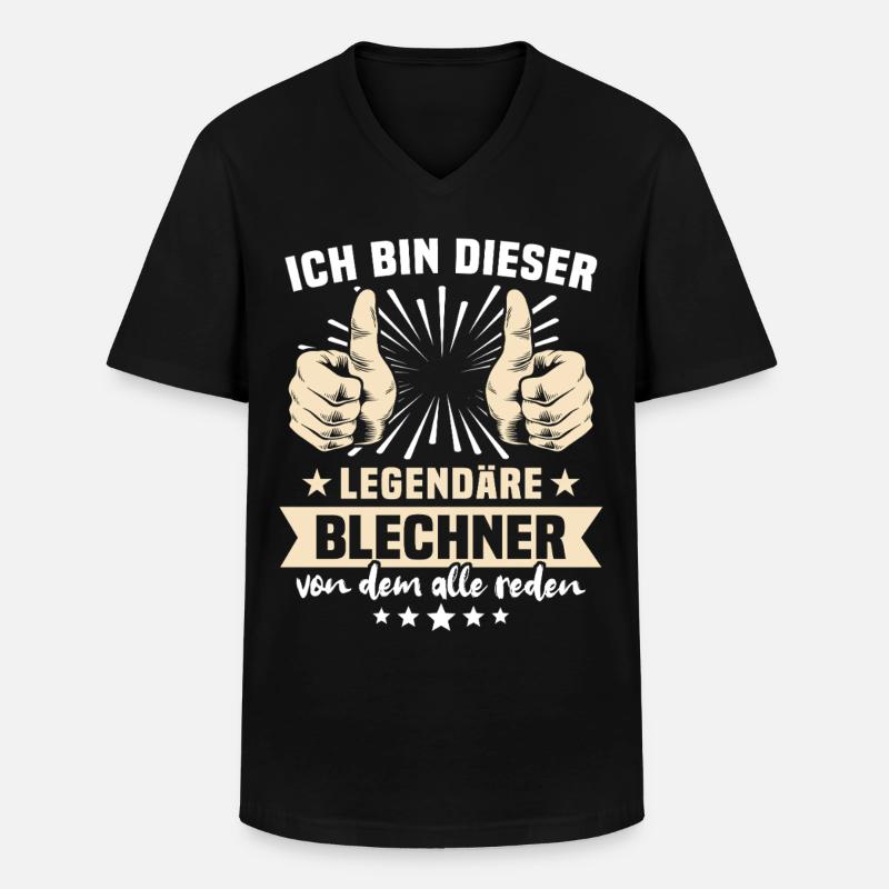 Blechner Sprüche - Männer-T-Shirt mit V-Ausschnitt - Schwarz
