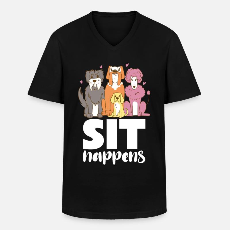 Hundebande Sit Happens - Männer-T-Shirt mit V-Ausschnitt - Schwarz
