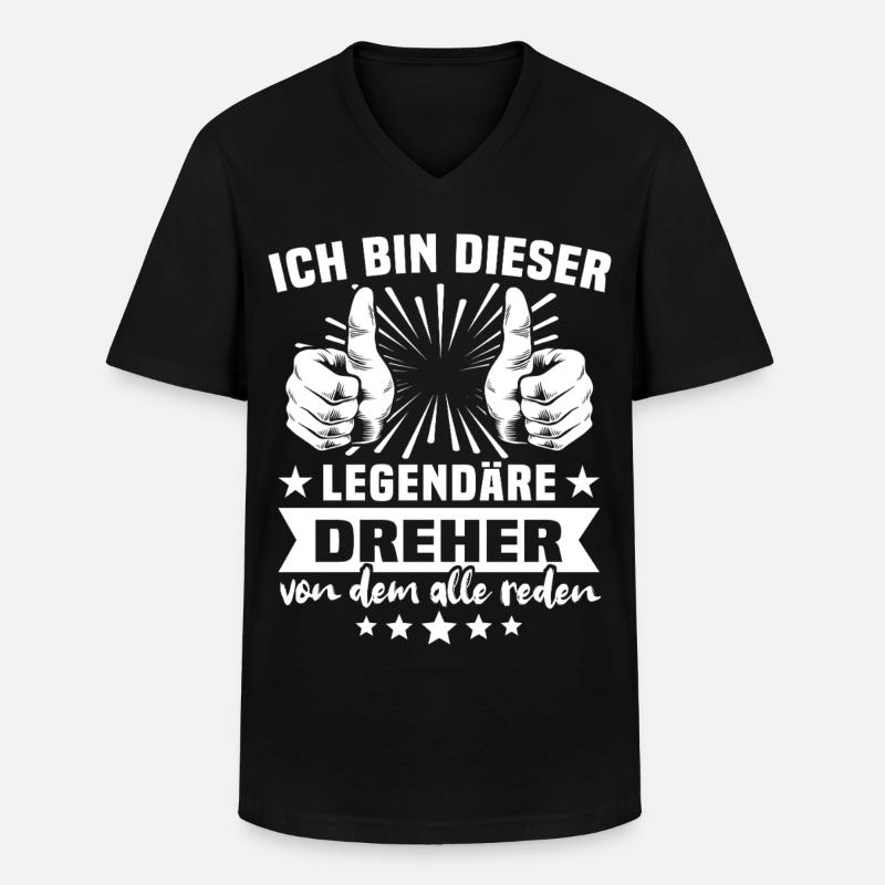 Dreher Legende - Männer-T-Shirt mit V-Ausschnitt - Schwarz