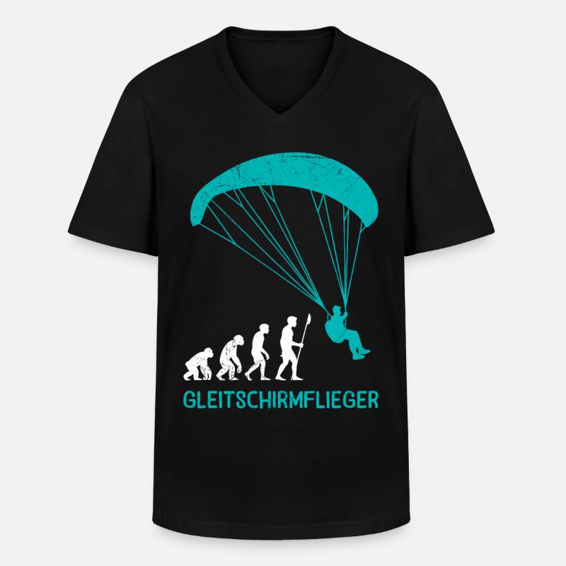 Paraglider GLEITSCHIRMFLIEGER LUSTIG - Männer-T-Shirt mit V-Ausschnitt - Schwarz