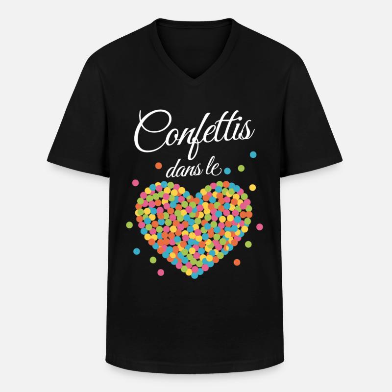 Festliches Konfettiherz - Männer-T-Shirt mit V-Ausschnitt - Schwarz