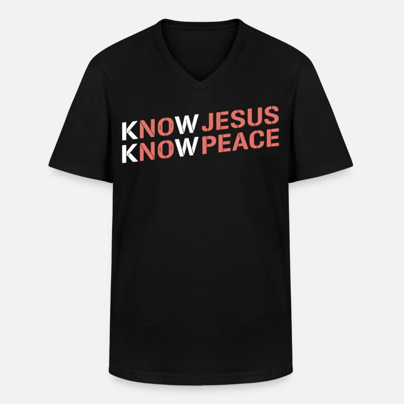 Know Jesus Know Peace Gradient - Männer-T-Shirt mit V-Ausschnitt - Schwarz