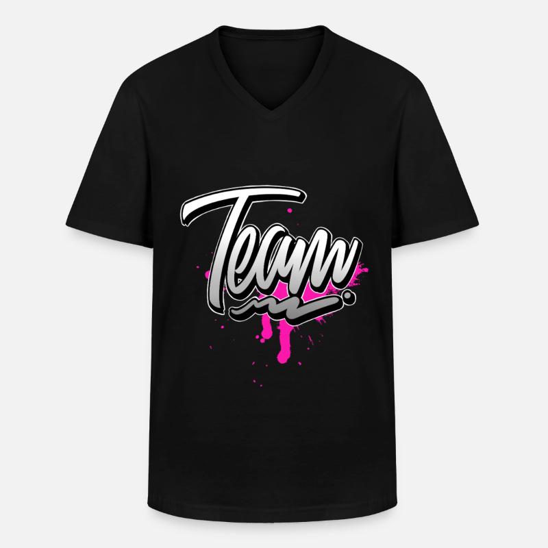 Team Rosa - Männer-T-Shirt mit V-Ausschnitt - Schwarz