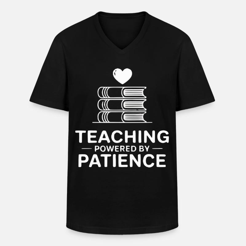 Teaching Powered by Patience - Männer-T-Shirt mit V-Ausschnitt - Schwarz