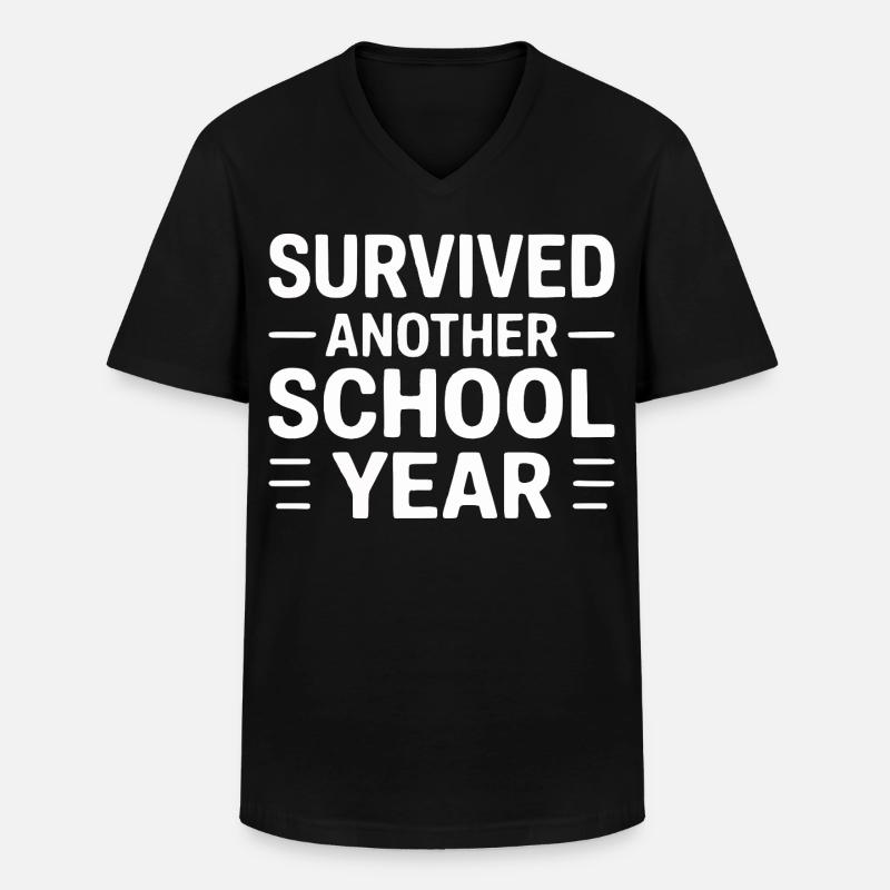Survived Another School Year Statement - Men's V-Neck T-Shirt - black