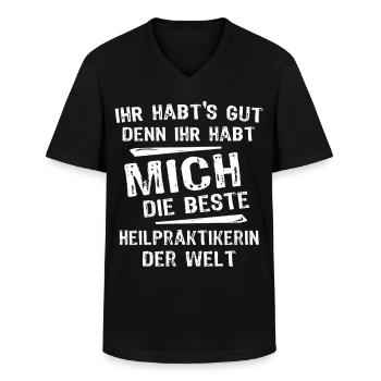 Naturopath Legend - Men's V-Neck T-Shirt - black - Front - AI Model Male 178 dark (178cm)