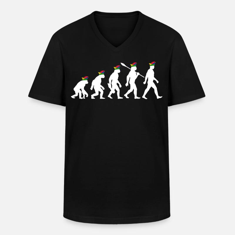 Homo Karnevalis | Evolution der Narren, Fastnacht - Männer-T-Shirt mit V-Ausschnitt - Schwarz
