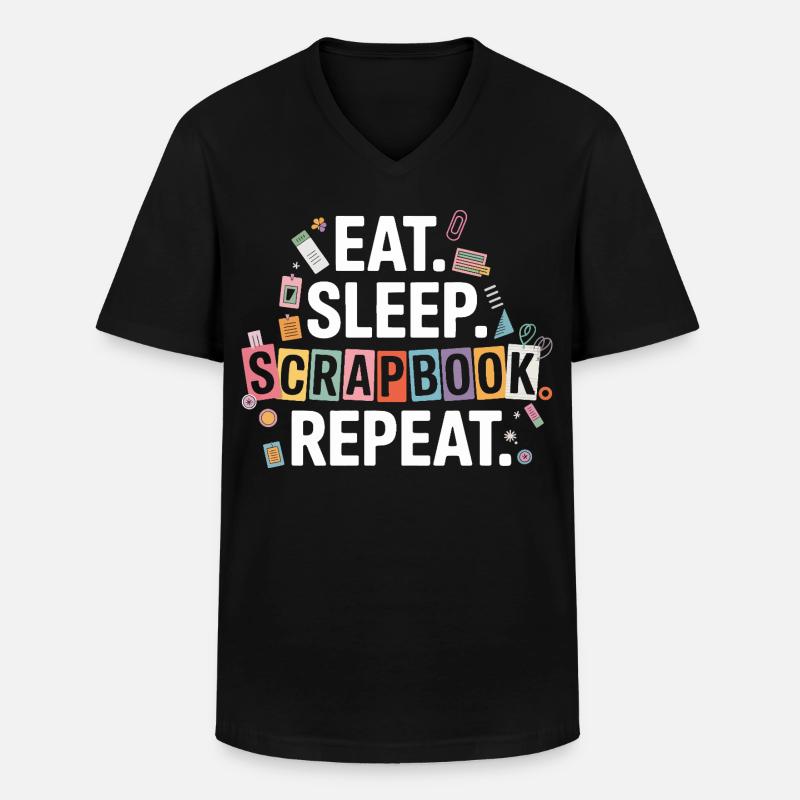 Eat Sleep Scrapbook Repeat - Männer-T-Shirt mit V-Ausschnitt - Schwarz