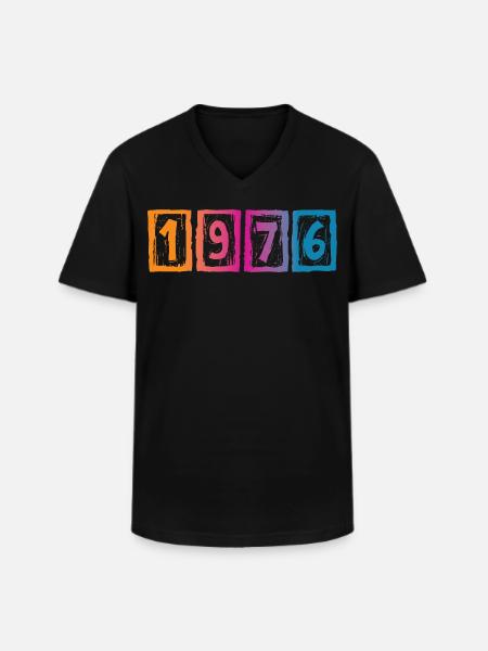 Millésime 1976 - T-shirt col V Homme - noir