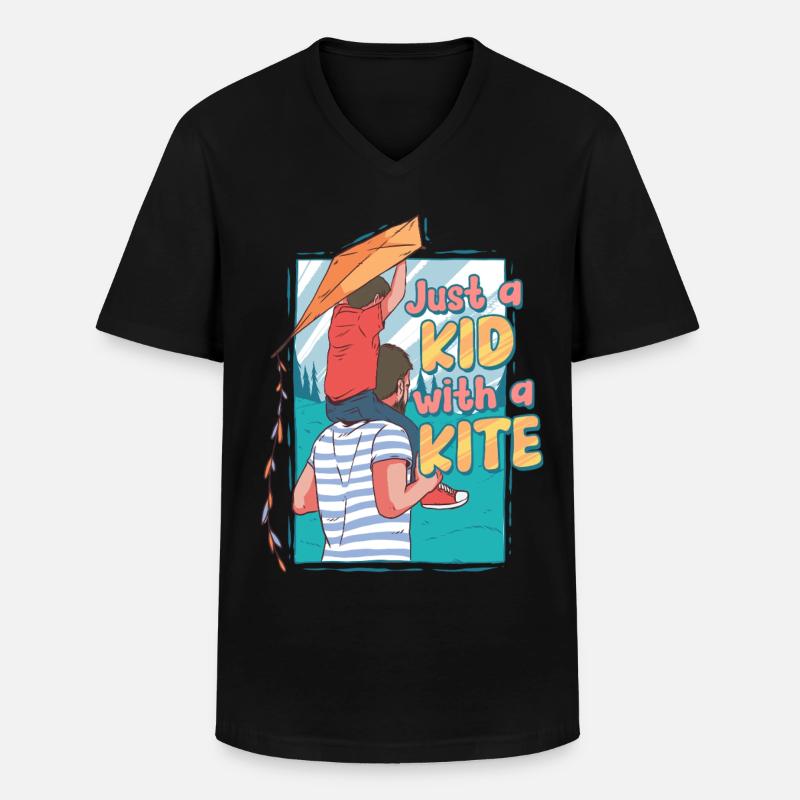 Drachen Drachensteigen - Männer-T-Shirt mit V-Ausschnitt - Schwarz
