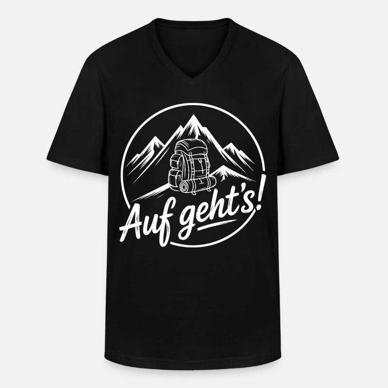 Auf geht's Bergabenteuer - Männer-T-Shirt mit V-Ausschnitt - Schwarz