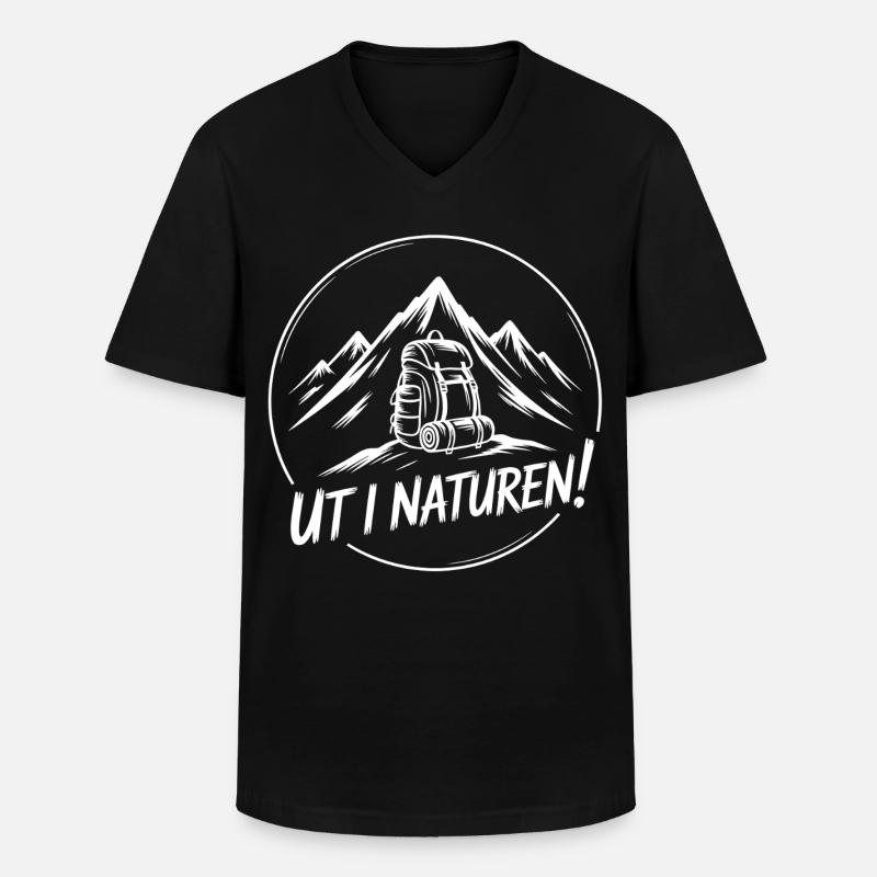 Abenteuer-Rucksackwandern - Männer-T-Shirt mit V-Ausschnitt - Schwarz