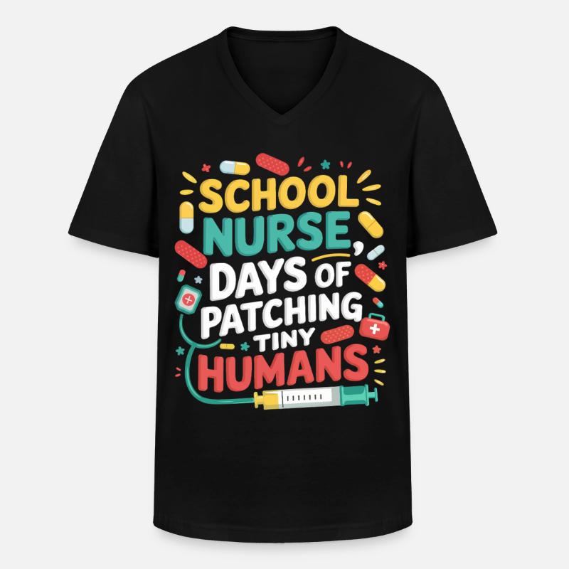 Minis patchwork d’infirmière scolaire - T-shirt col V Homme - noir