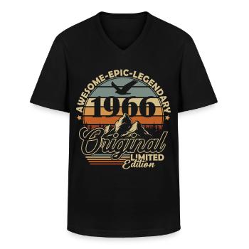 Original 1966 Vintage Jahrgang Geburtstag Retro - Männer-T-Shirt mit V-Ausschnitt - Schwarz - Vorne - AI Model Male 178 dark (178cm)