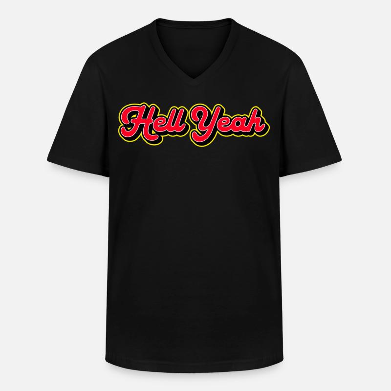Hell yes 3D Retro Script - Männer-T-Shirt mit V-Ausschnitt - Schwarz
