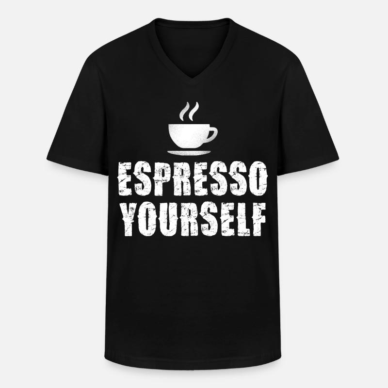 Espresso Yourself Typographic Cup - Männer-T-Shirt mit V-Ausschnitt - Schwarz