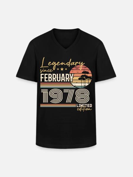 Février 1978 anniversaire 1978 légendes Février - T-shirt col V Homme - noir