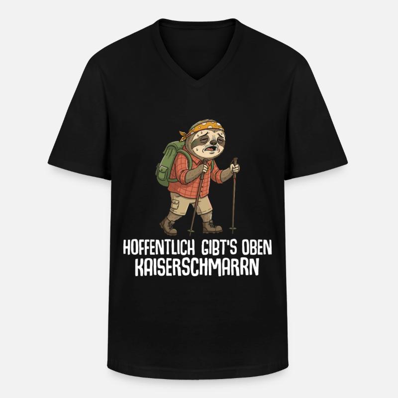 Wandern Hoffentlich gibts oben Kaiserschmarrn - Männer-T-Shirt mit V-Ausschnitt - Schwarz