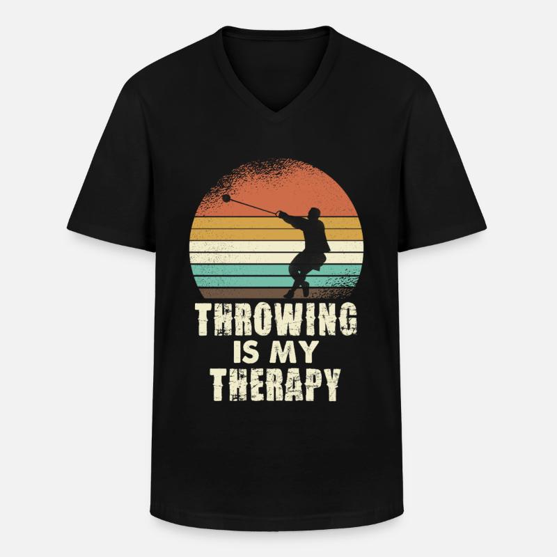 Throwing Therapy Retro Sunset - Männer-T-Shirt mit V-Ausschnitt - Schwarz