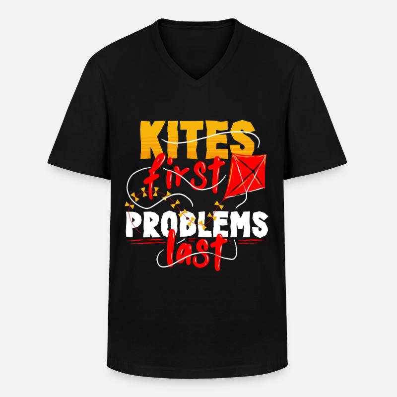 Drachen Drachensteigen - Männer-T-Shirt mit V-Ausschnitt - Schwarz